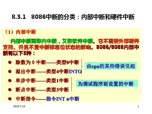 8.3.18086中断的分类内部中断和硬件中断