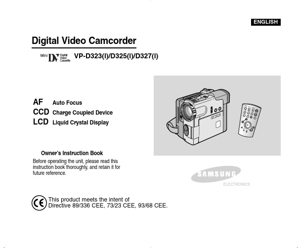 英语数字录像摄像机使用说明书-VP-D323(i) D325(i) D327(i)