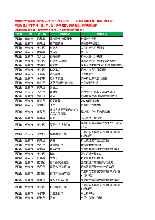 2020新版陕西省延安市服装工商企业公司商家名录名单黄页联系电话号码地址大全691家