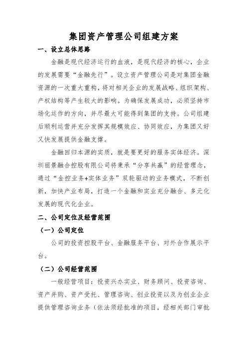 资产管理公司组建方案