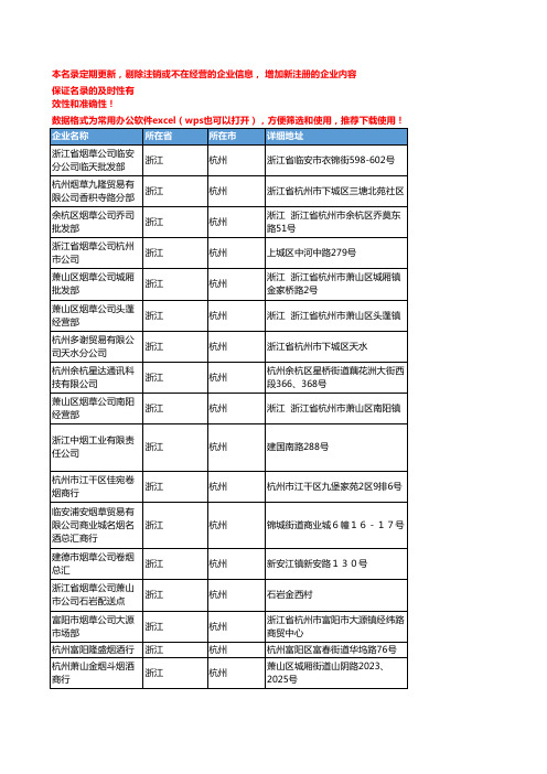 2020新版浙江杭州烟草企业公司名录名单黄页联系方式大全230家