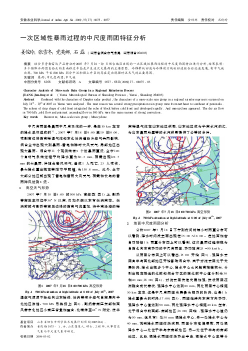 一次区域性暴雨过程的中尺度雨团特征分析