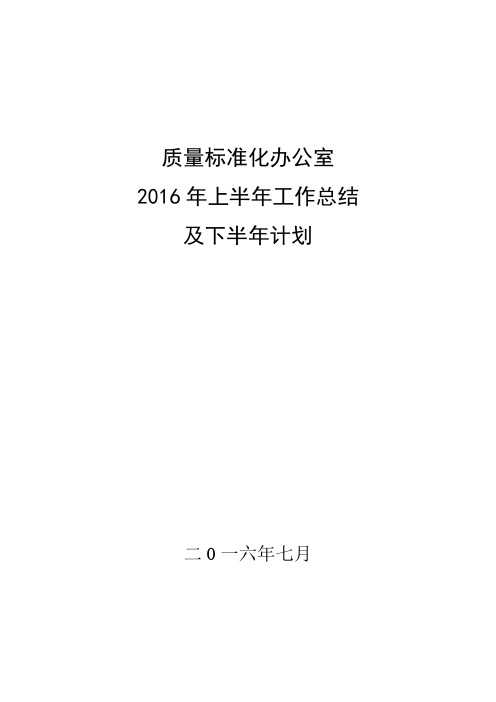 质量标准化2016年上半年工作总结与下半年计划 2