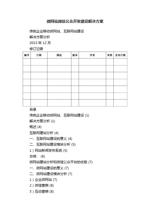 微网站微信公众开发建设解决方案