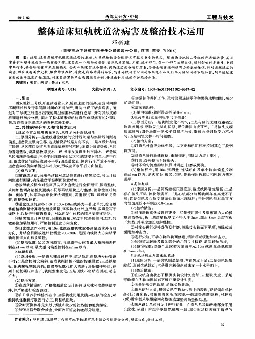 整体道床短轨枕道岔病害及整治技术运用