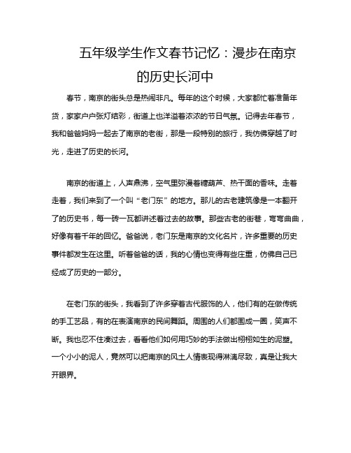 五年级学生作文春节记忆：漫步在南京的历史长河中