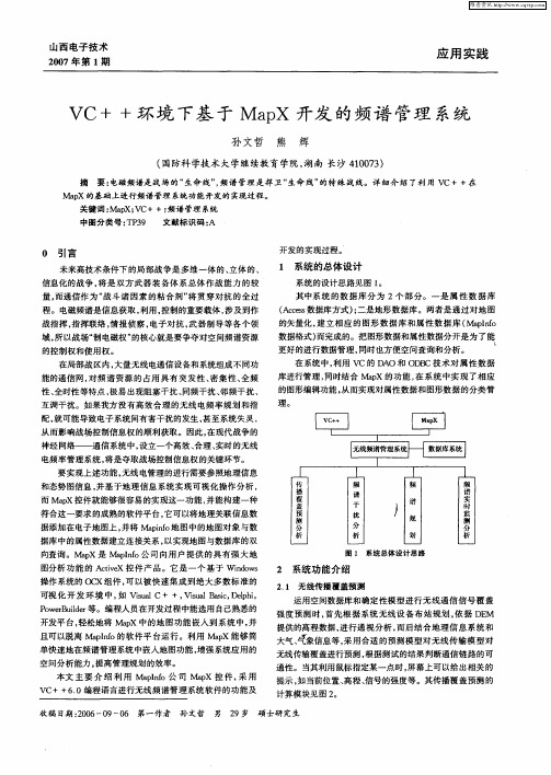 VC++环境下基于MapX开发的频谱管理系统