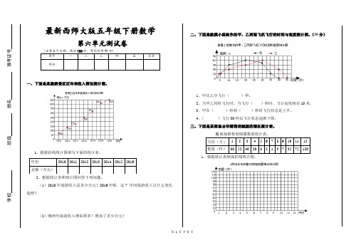 西师大小学五年级下册数学第六单元折线统计图测试卷