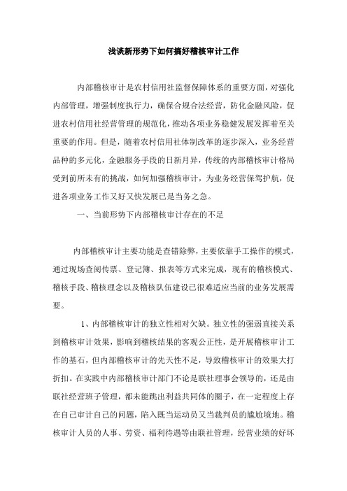 最新浅谈新形势下如何搞好稽核审计工作