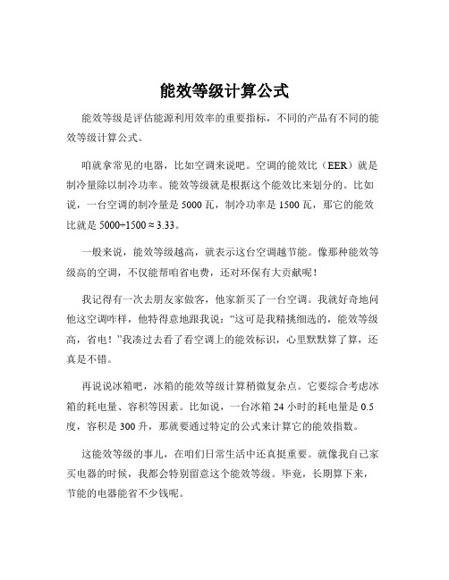 能效等级计算公式