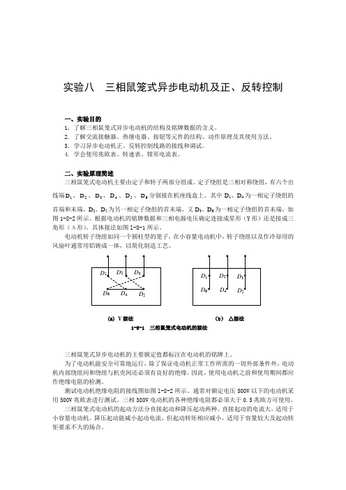 实验八  三相鼠笼式异步电动机及正、反转控制