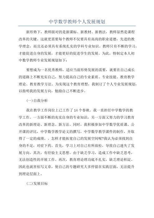 中学数学教师个人发展规划