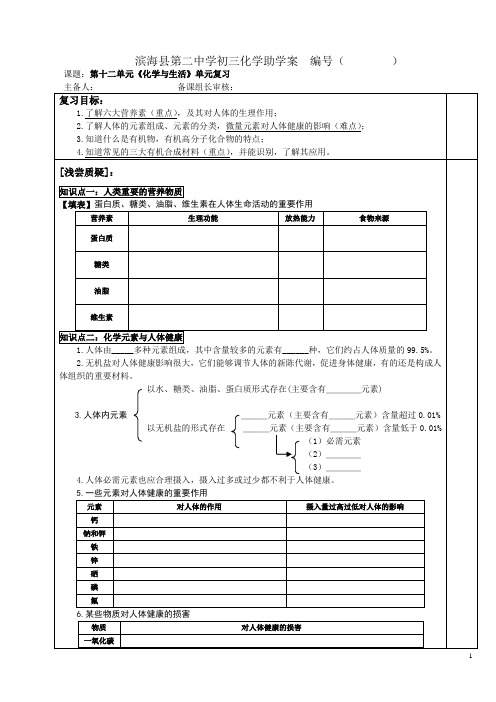 第十二单元化学与生活单元复习导学案