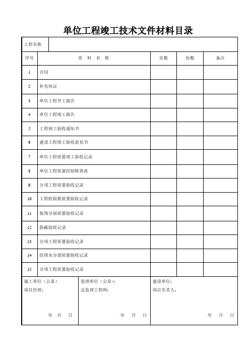 建筑装饰装修工程竣工验收资料表格范文