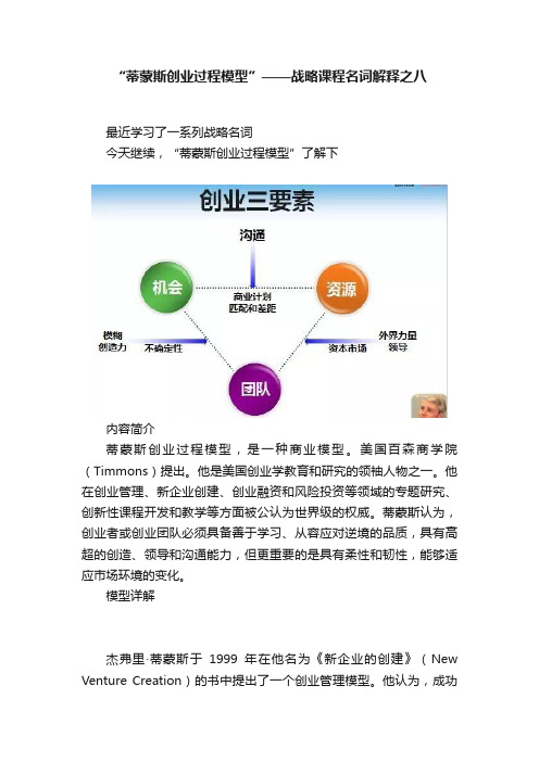 “蒂蒙斯创业过程模型”——战略课程名词解释之八