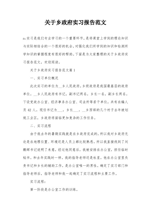 关于乡政府实习报告范文