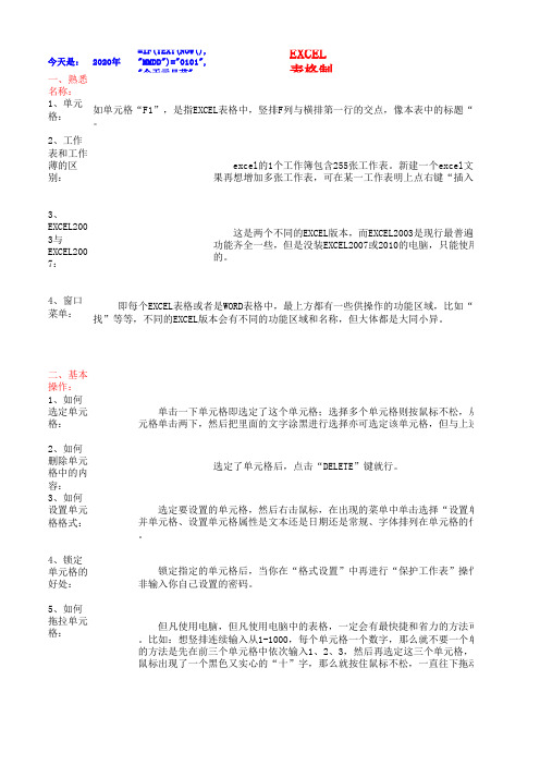 个人EXCEL学习教程