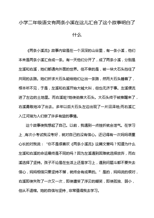 小学二年级语文有两条小溪在这儿汇合了这个故事明白了什么