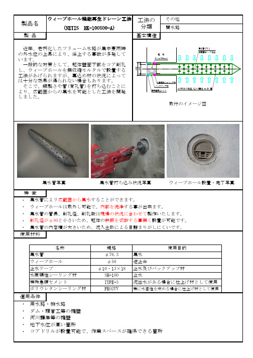 ウィープホール机能再生ドレーン工治 その他 (NETIS HK