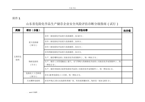 山东省危险化学品生产储存企业安全风险评估诊断分级的指南(试行)