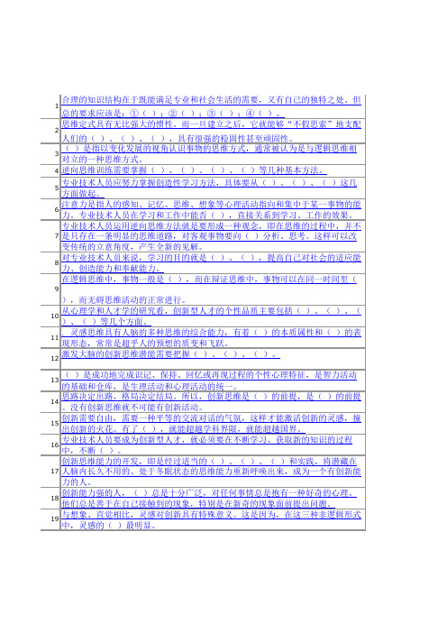 专业技术人员的创新能力与创新思维2015答案