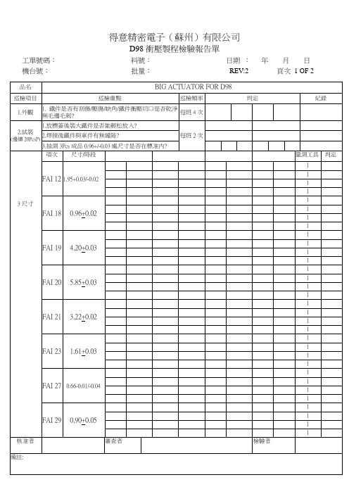 冲压制成检报告