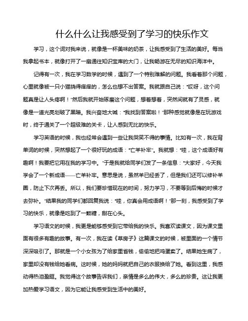 什么什么让我感受到了学习的快乐作文