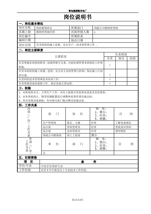 热控维修班长