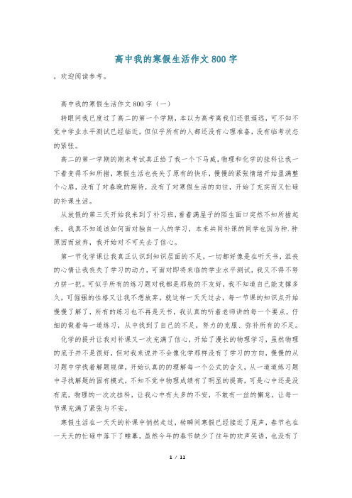 高中我的寒假生活作文800字