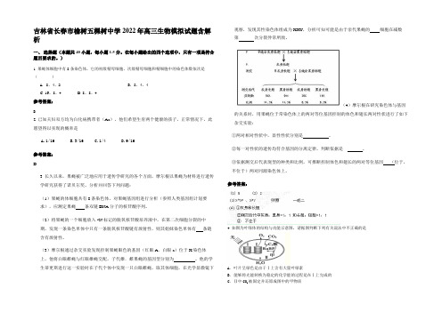 吉林省长春市榆树五棵树中学2022年高三生物模拟试题含解析