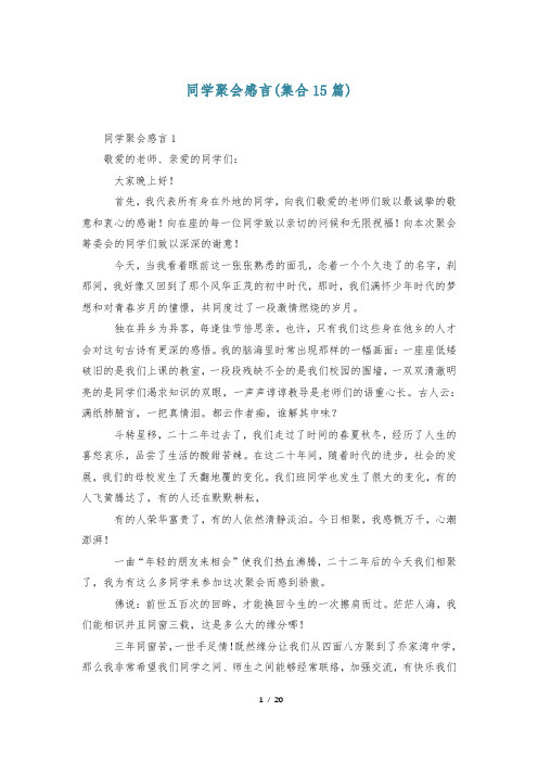 同学聚会感言(集合15篇)