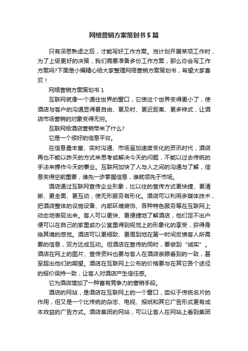 网络营销方案策划书5篇