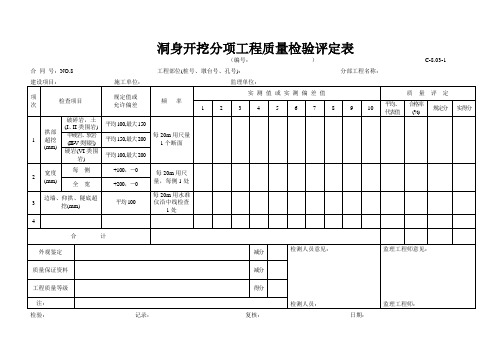 洞身开挖评定表