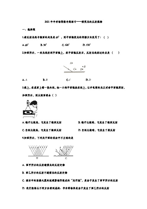 2021年中考物理微专题练习——探究光的反射规律