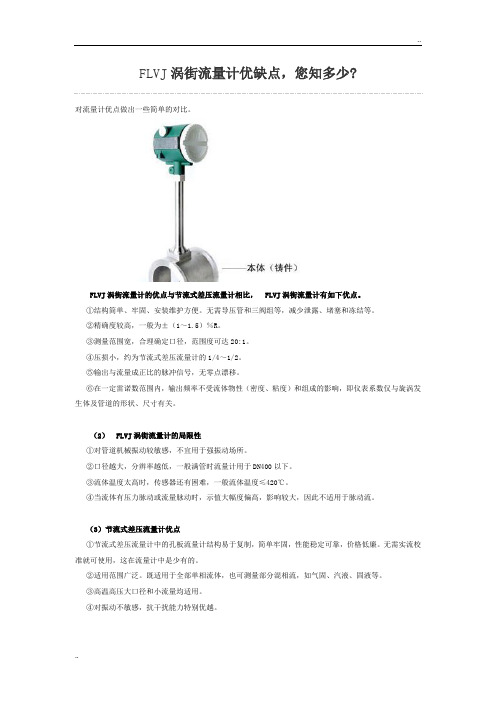 FLVJ涡街流量计优缺点