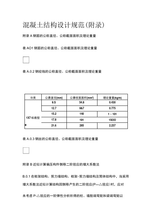 全混凝土结构设计规范附录