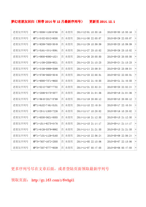 梦幻西游老朋友序列号100个