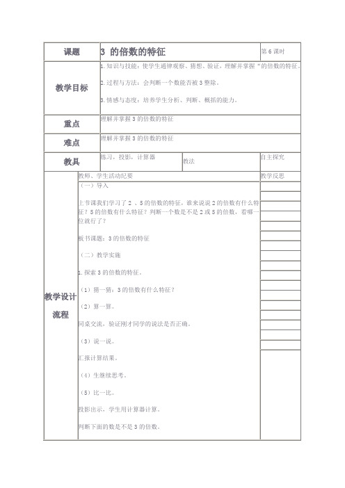 人教版小学数学五年级下册2.1253的倍数特征word教案(5)