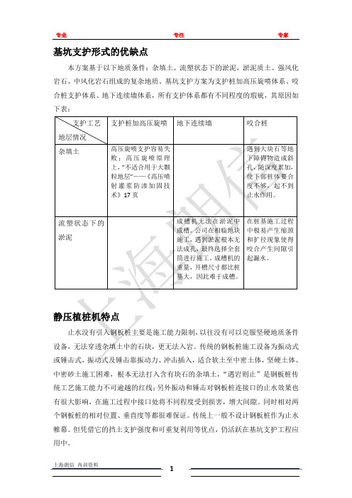 不同基坑支护形式的比较