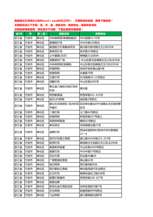 2020新版浙江省宁波市奉化区灯饰工商企业公司商家名录名单联系电话号码地址大全58家