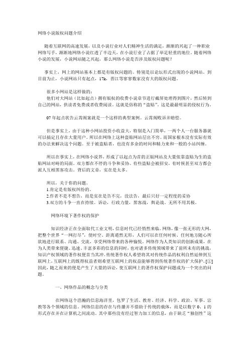 网络小说版权问题介绍