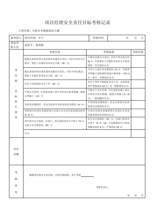 安全责任目标考核记录