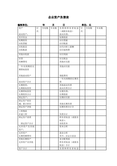 资产负债表空白表格(新版)