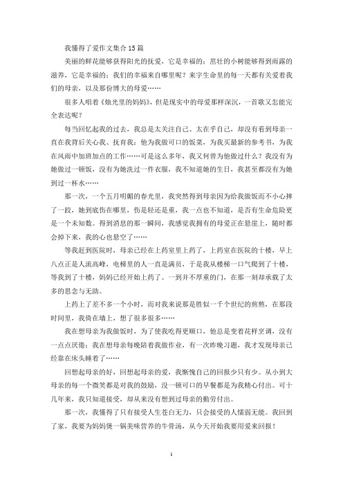 精选我懂得了爱作文集合15篇