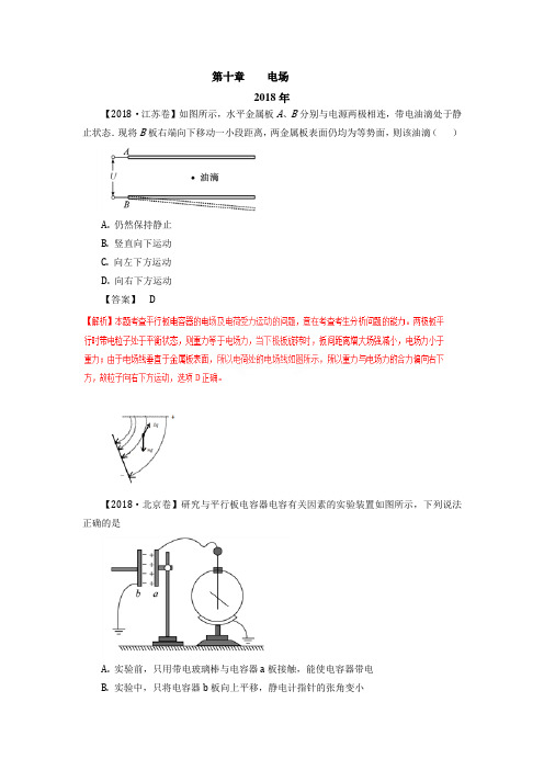 2014—2018年高考真题汇总第十章  电场