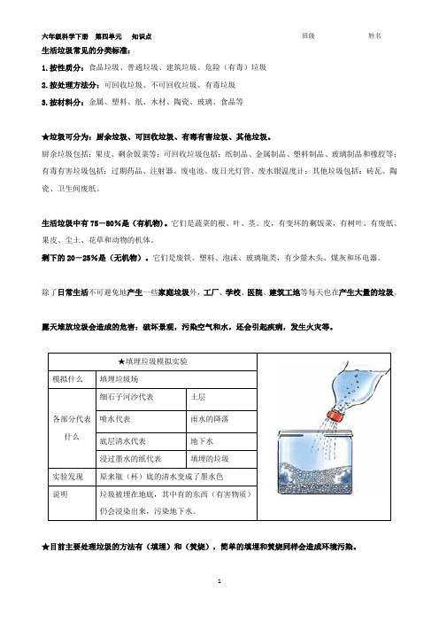 六年级科学下册第四单元  知识点