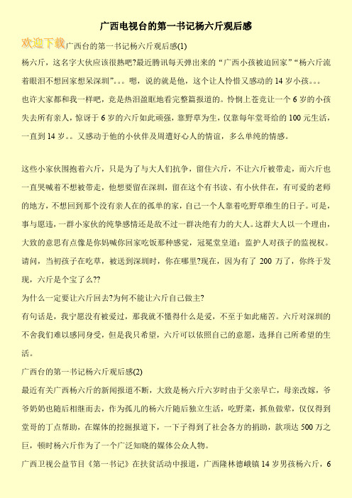 广西电视台的第一书记杨六斤观后感