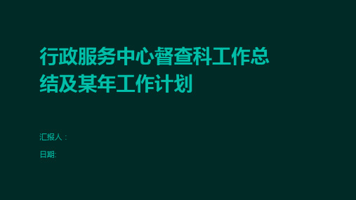 行政服务中心督查科工作总结及某年工作计划