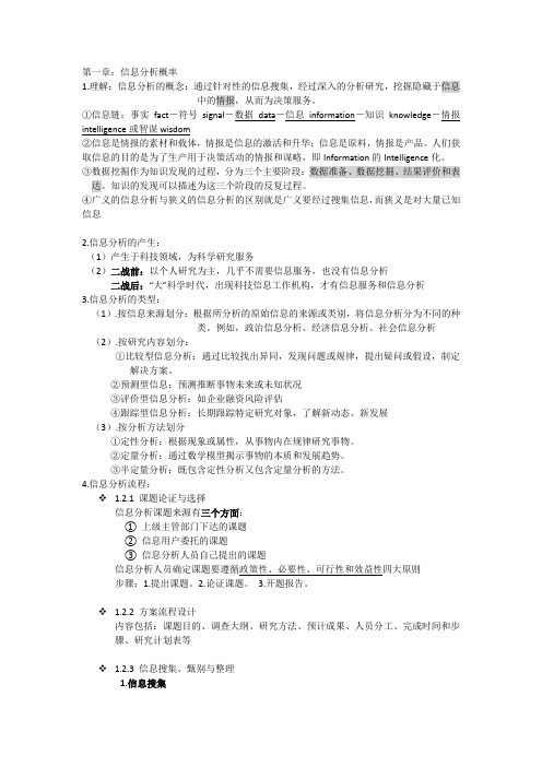 【信息分析方法与应用】ppt笔记