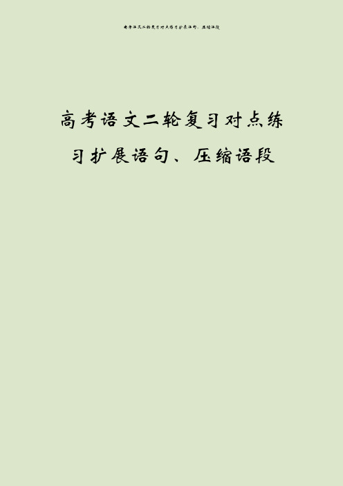 高考语文二轮复习对点练习扩展语句、压缩语段